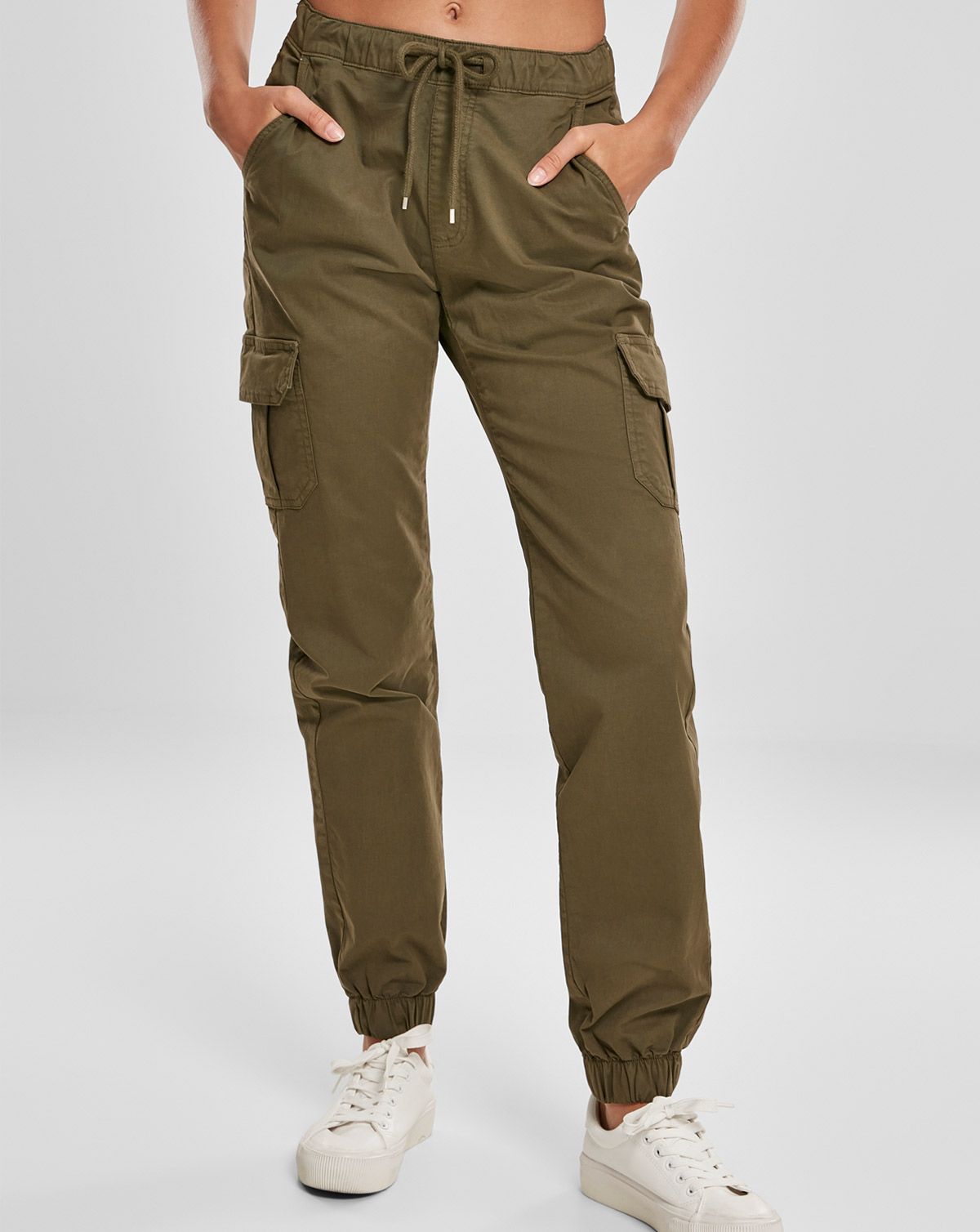 Urban Classics Dame High Waist Cargo Joggingbukser Oliven