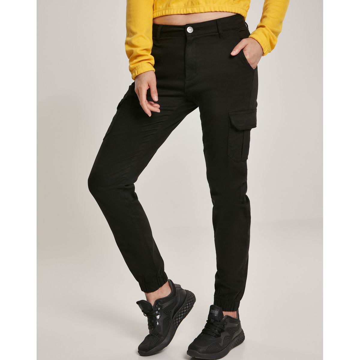 Urban Classics Dame High Waist Cargobukser Sort