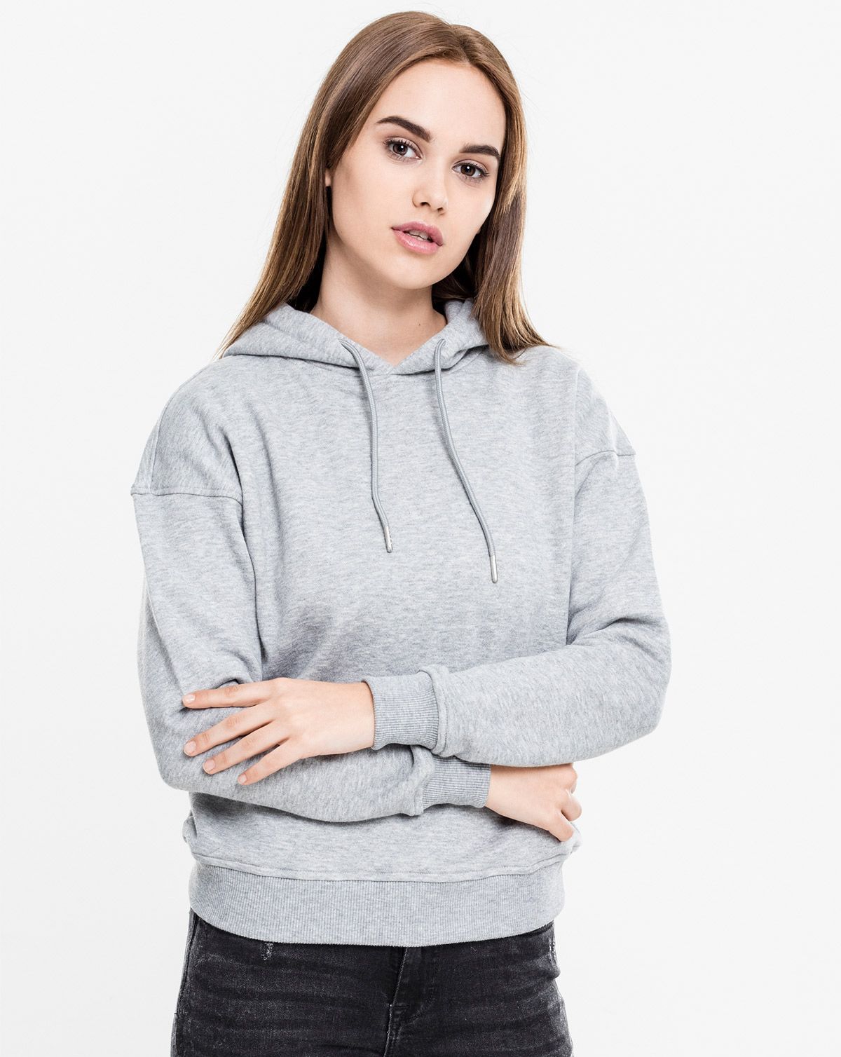 Urban Classics Dame Hoodie Grå