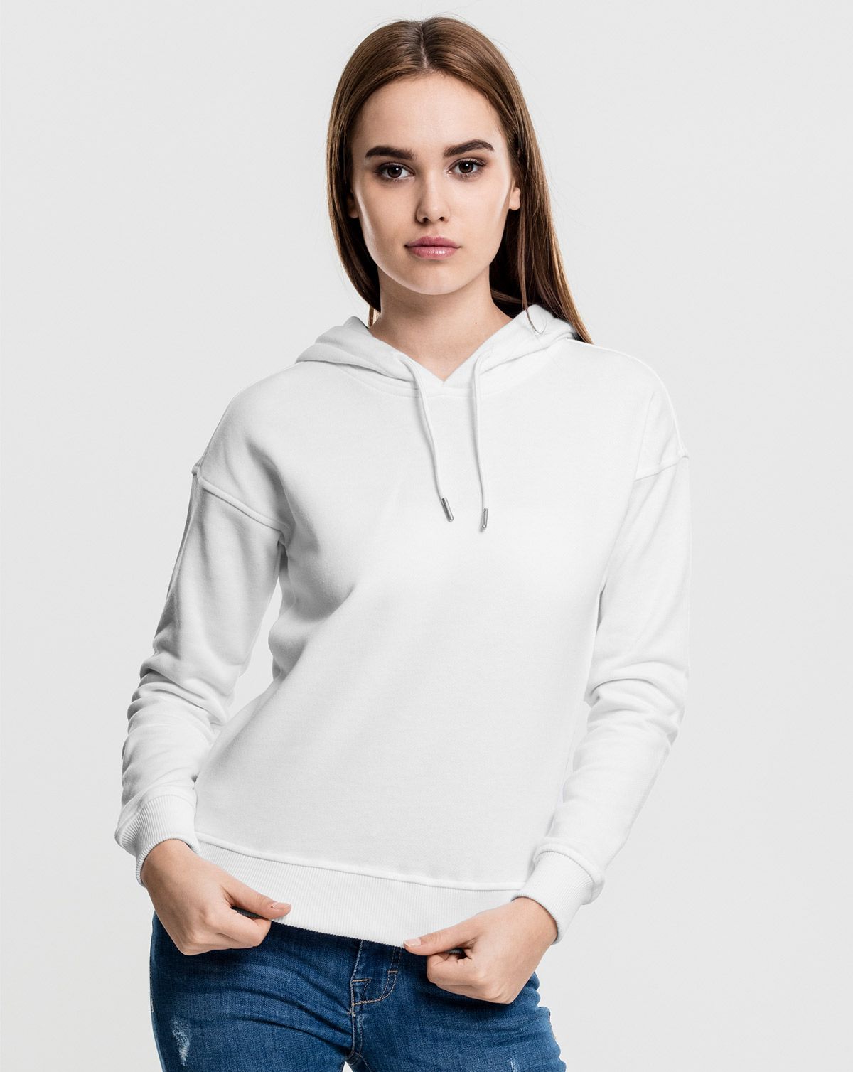 Urban Classics Dame Hoodie Hvid