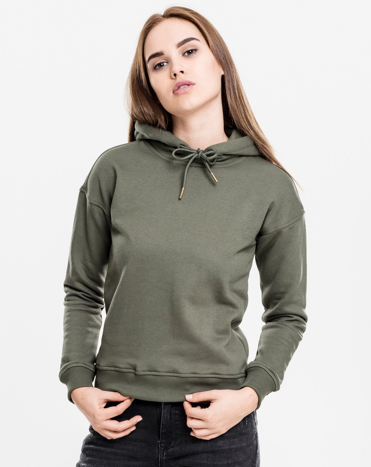 Urban Classics Dame Hoodie Oliven