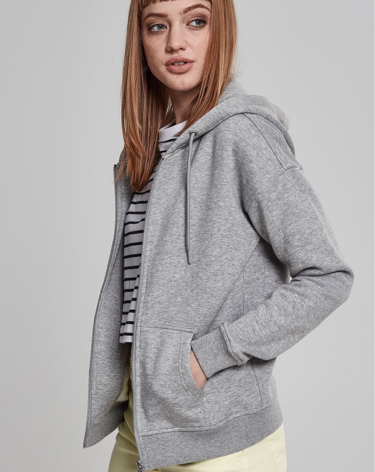 Urban Classics Dame Klassisk Zip Hoodie Grå