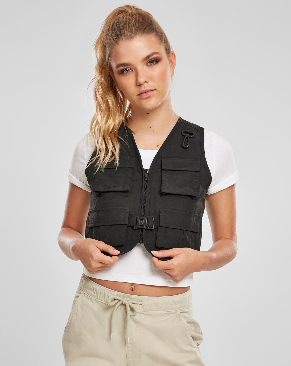 Urban Classics Dame Kort Taktisk Vest Sort XS