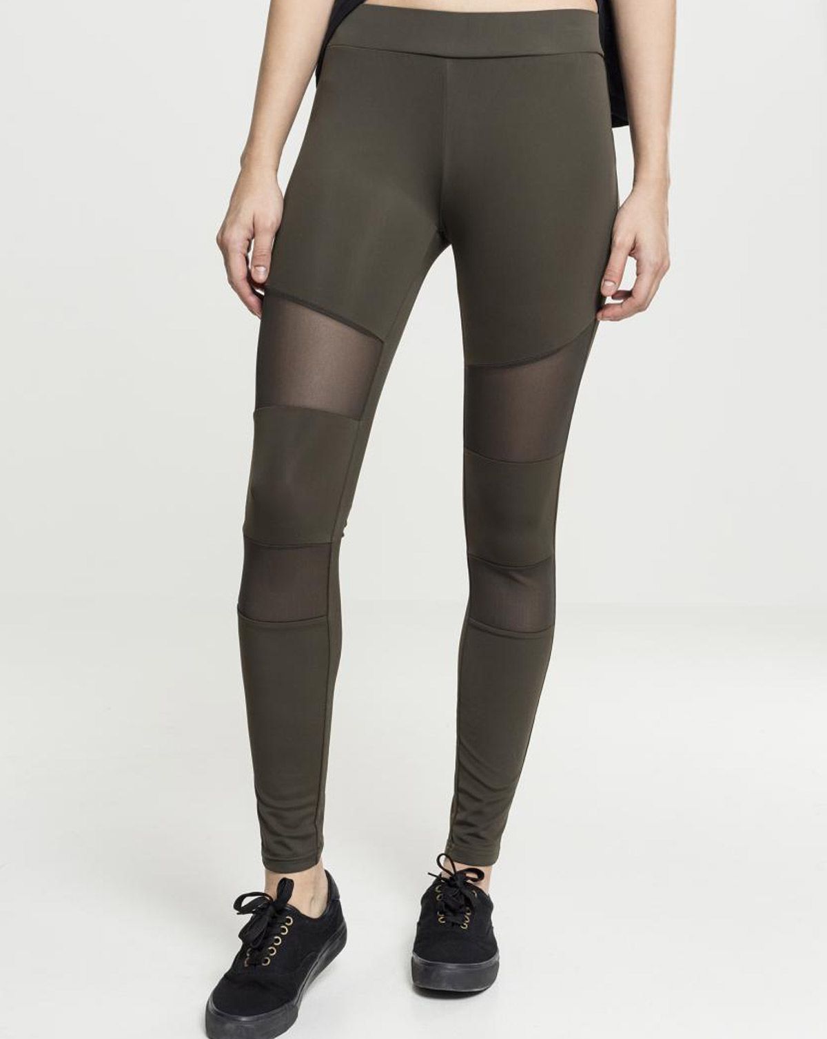 Urban Classics Dame Tech Mesh Leggings Mørk Oliven