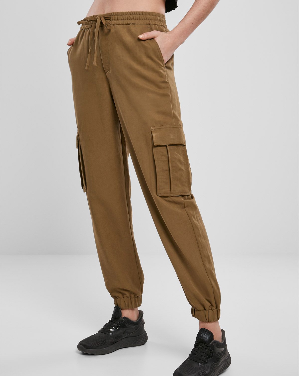 Urban Classics Dame Viskose Twill Cargobukser Oliven