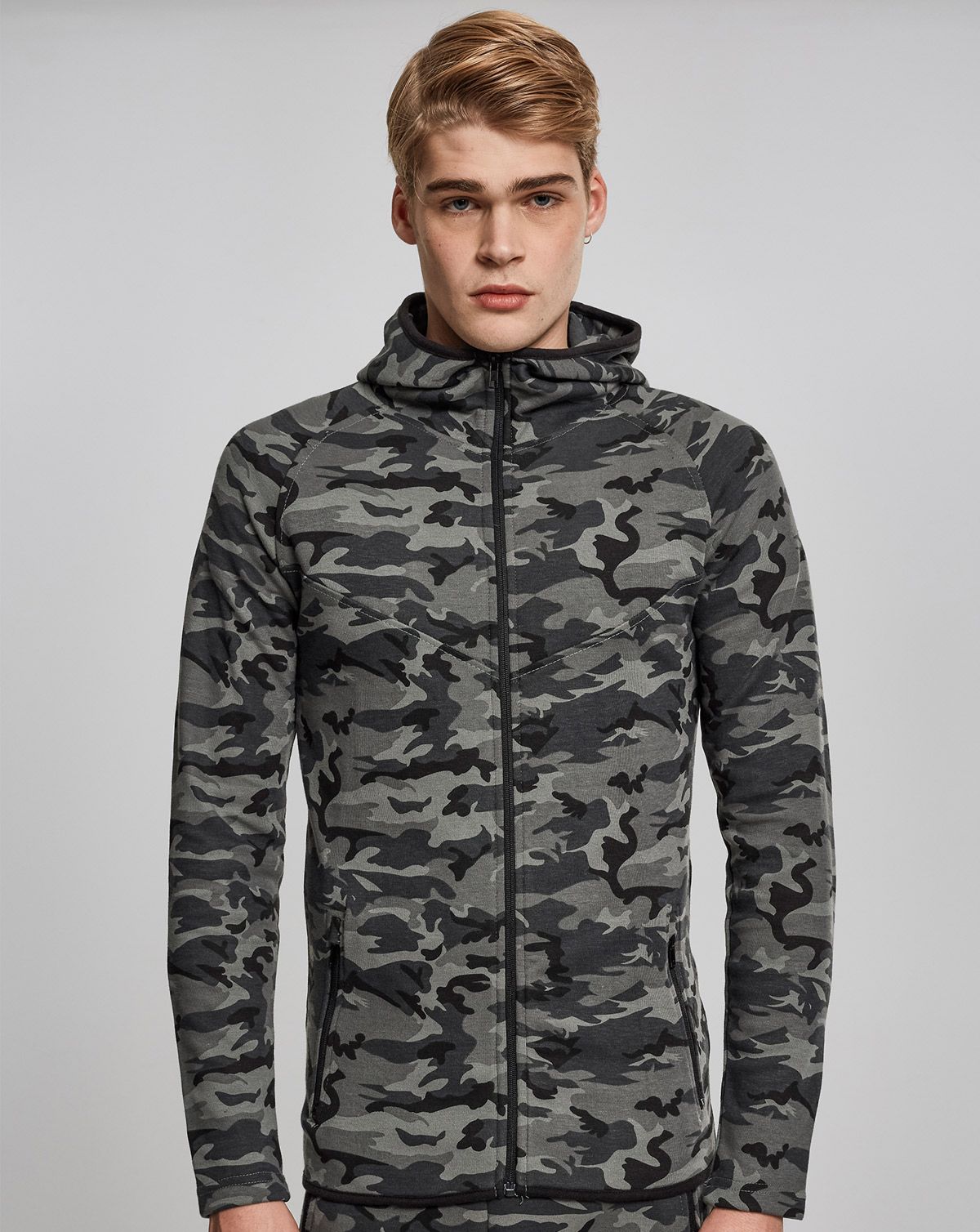 Urban Classics Interlock Camo Zip Jakke Dark Camo