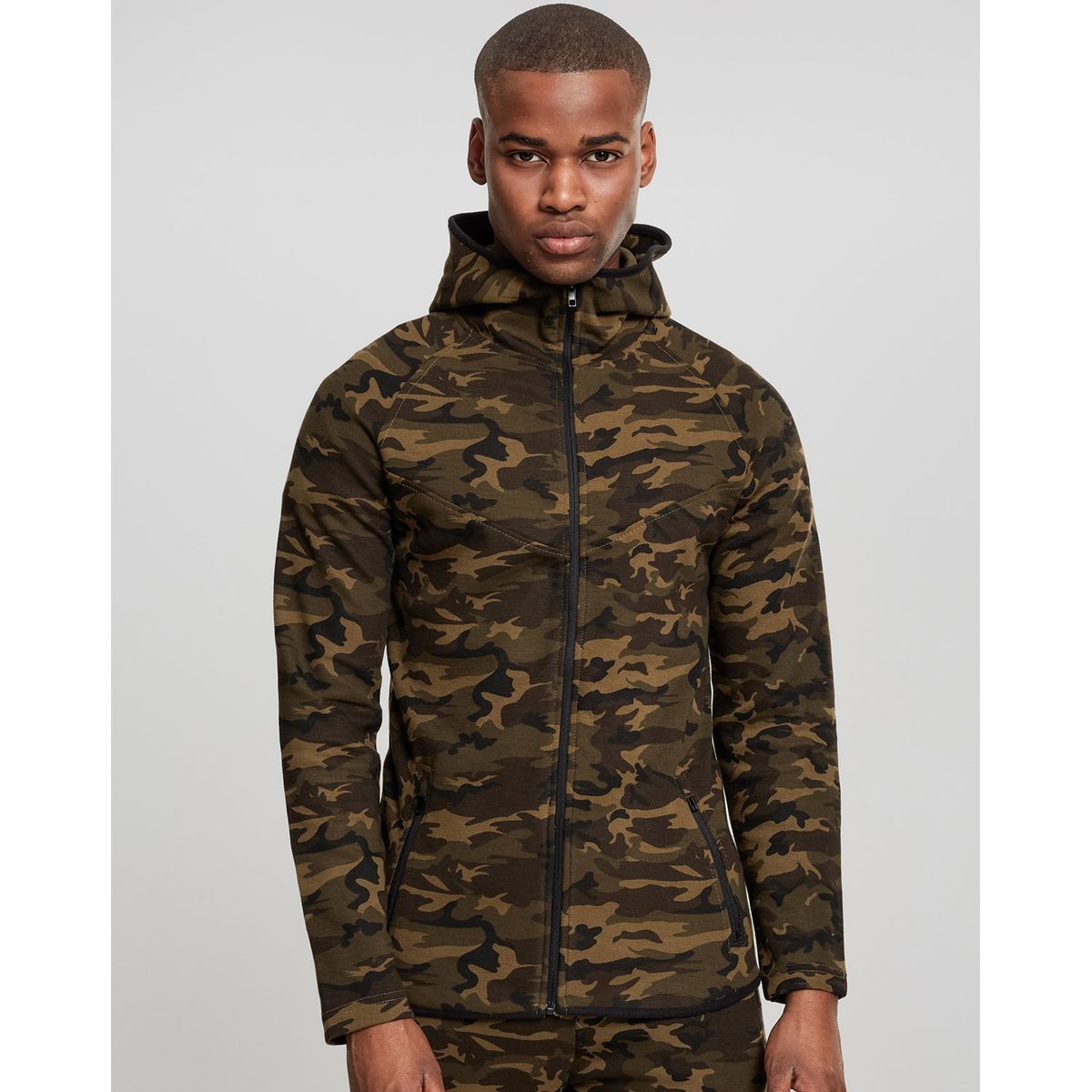 Urban Classics Interlock Camo Zip Jakke Woodland