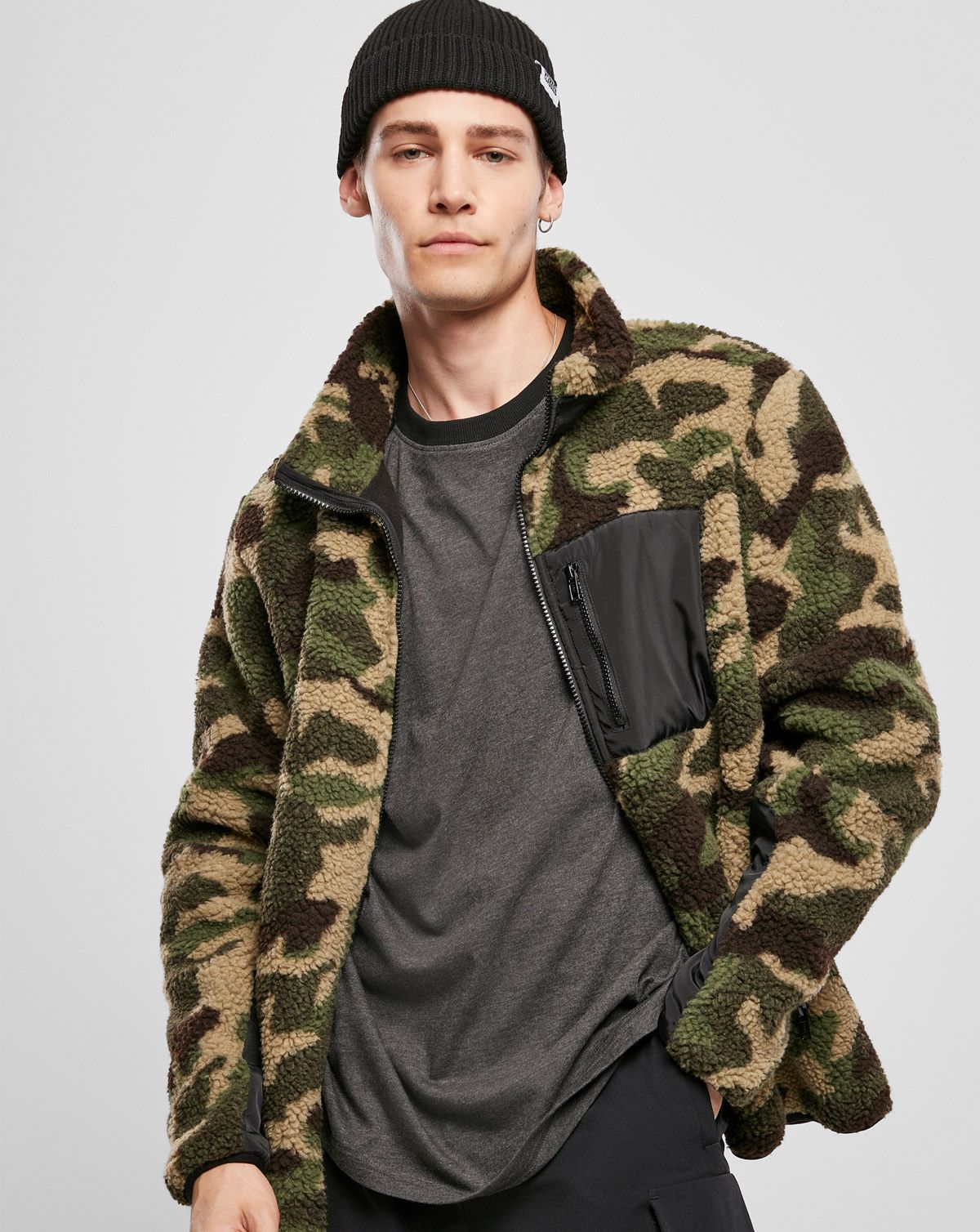 Urban Classics Sherpa Jakke Woodland