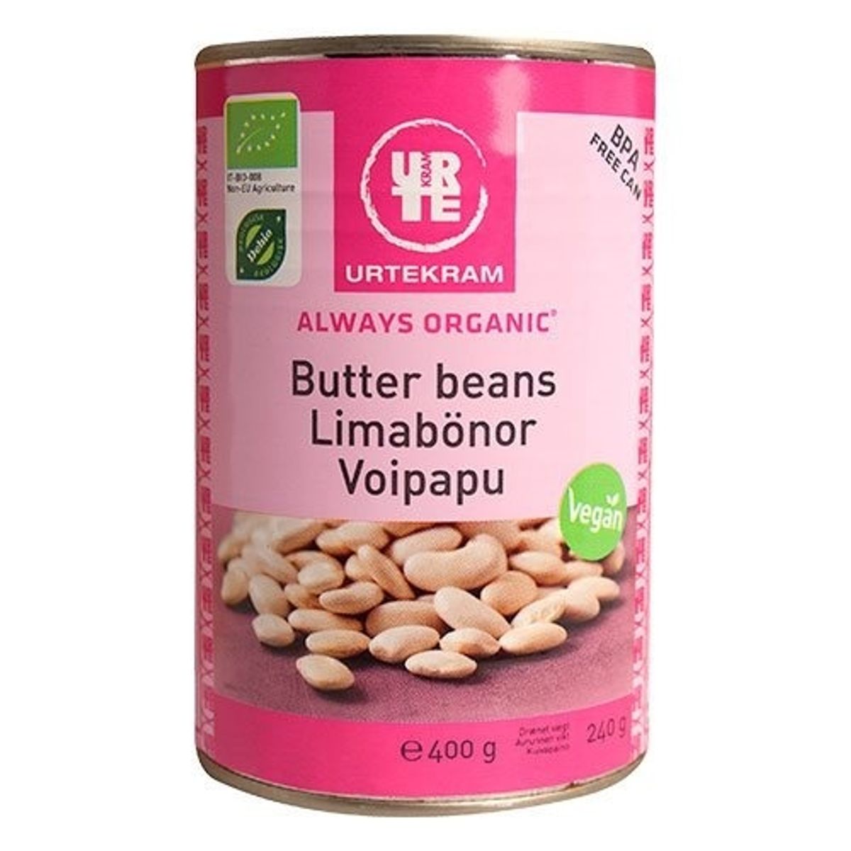 Urtekram Butter beans dåse Ø, 400g.