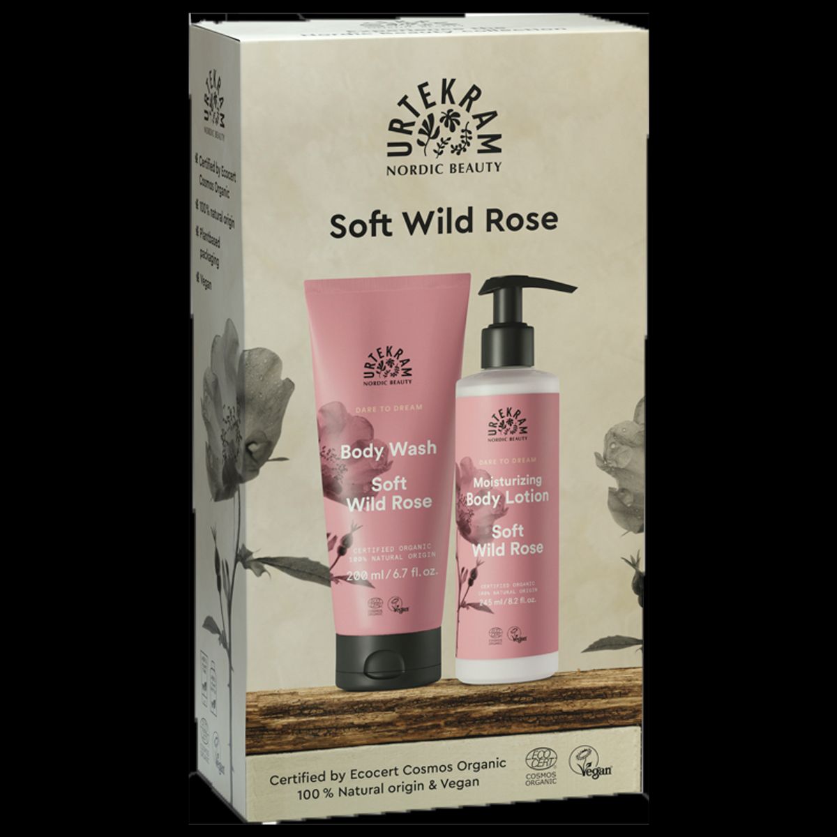 Urtekram Gaveæske Soft Wild Rose Body Lotion & Body Wash (1 stk)