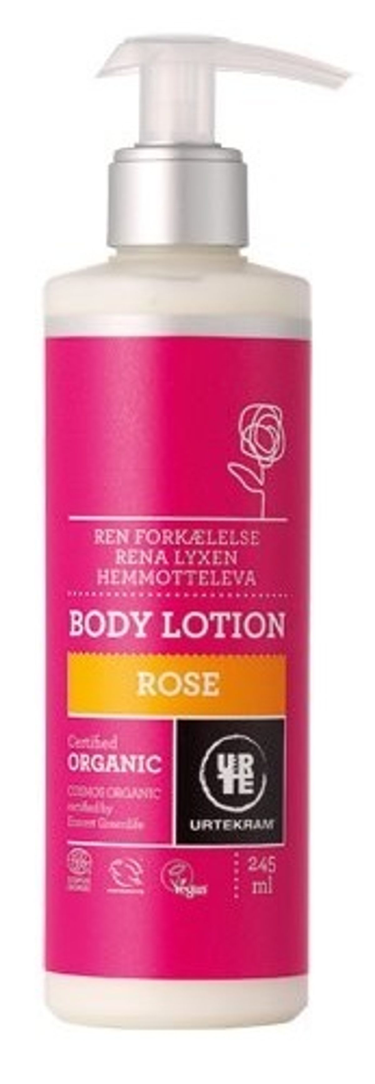 Urtekram rose bodylotion, 250ml.