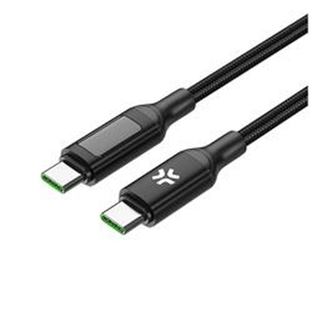 USB-C-kabel Celly USBCUSBC100WLED Sort