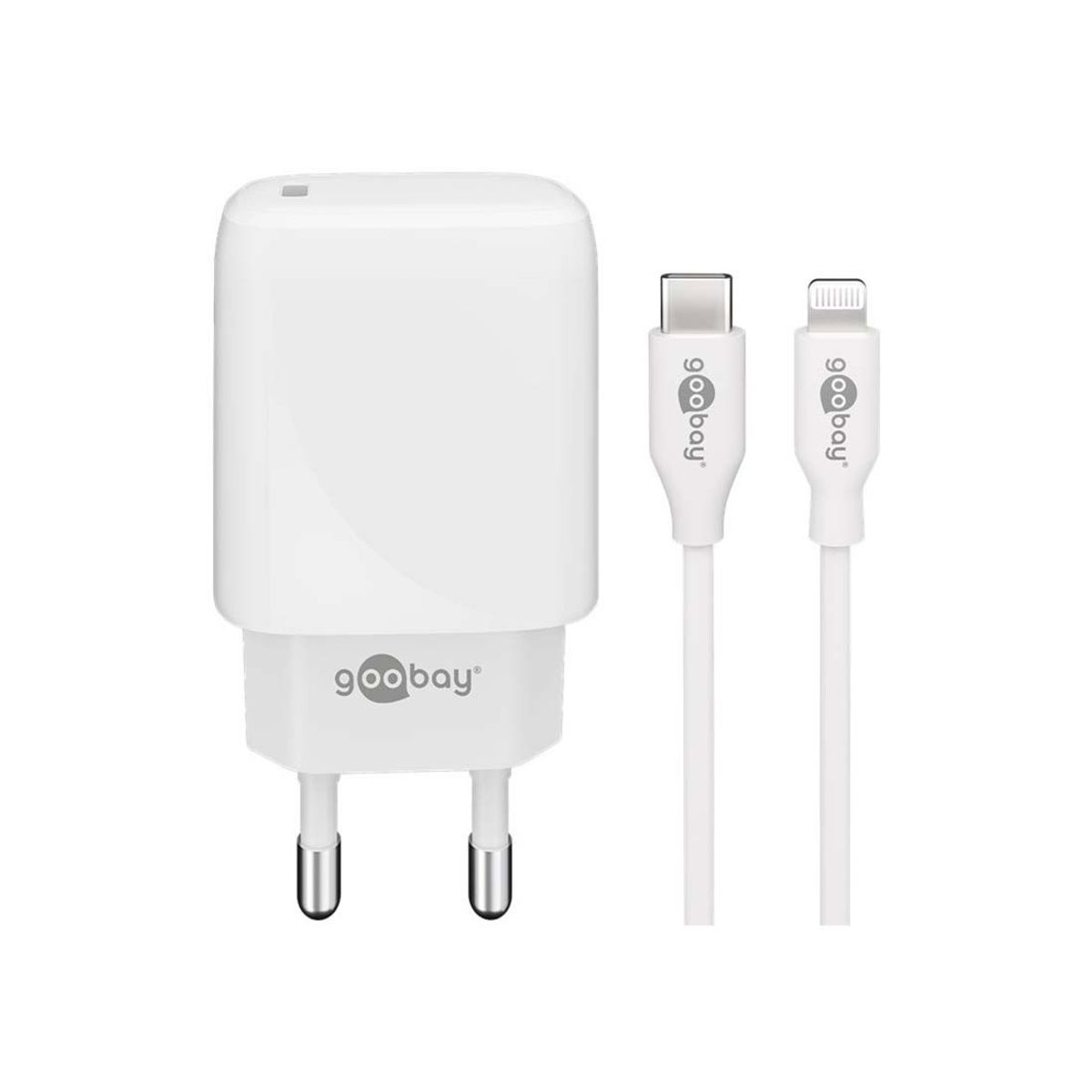 USB C - Lightning kabel m. Adapter - 20W - 1m - Hvid - MFi kabel til iPhone (58419)