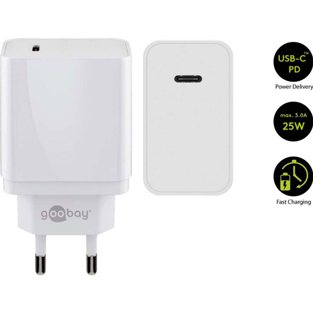 USB C Oplader - 3.0A - 25W - Fastcharge - Universal (57749)