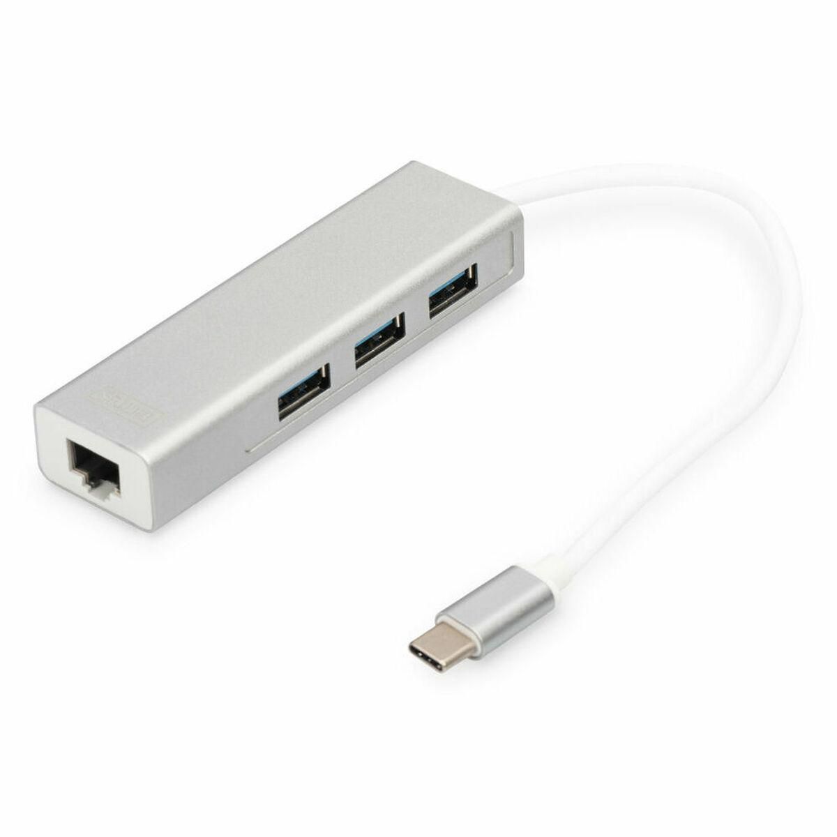 USB Hub Digitus DA-70255 Grå Hvid/Grå Sølvfarvet