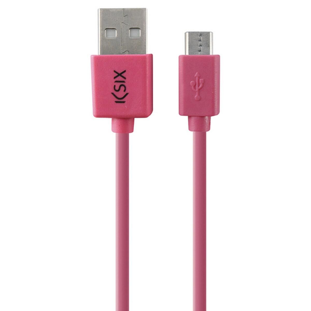 USB-kabel til Micro USB KSIX 1 m Pink