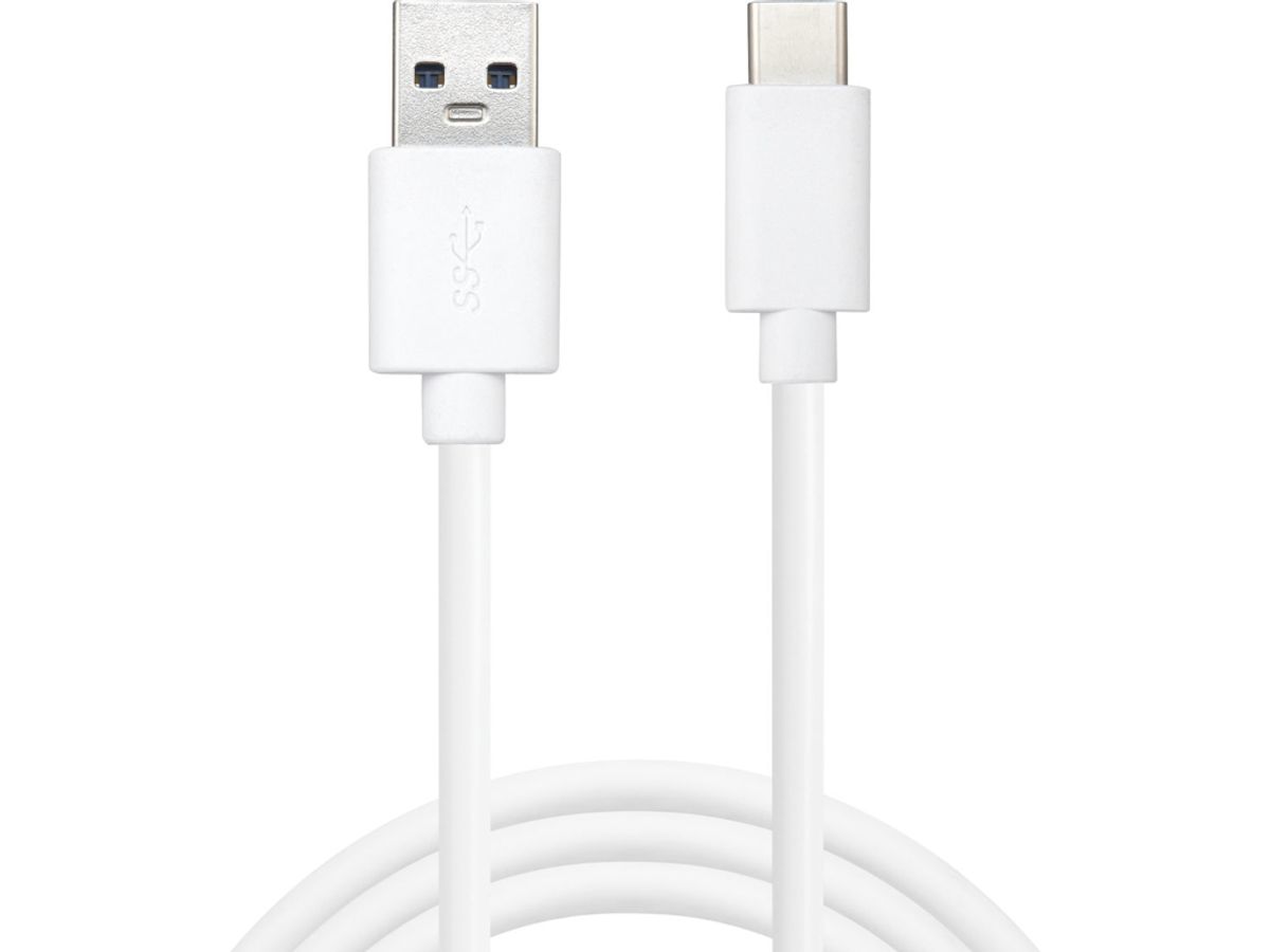 Usb Kabel Usb-c til Usb-a Hvid 1 Meter