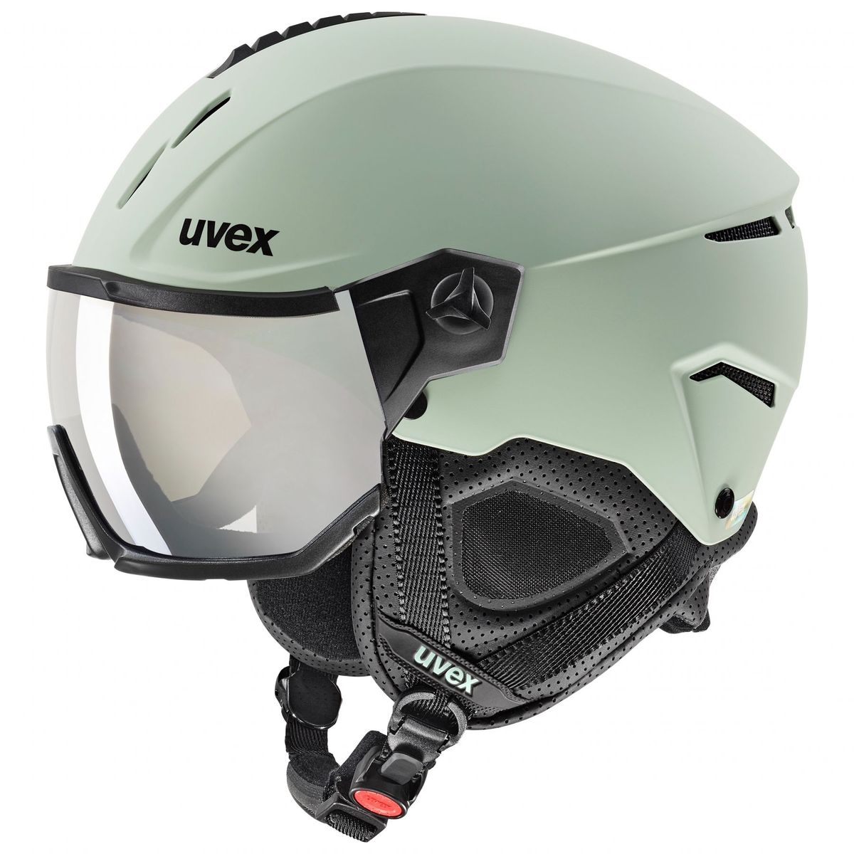 Uvex Instinct Visor, skihjelm med visir, lysegrøn