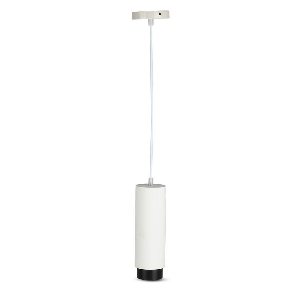 V-Tac moderne pendellampe - Hvid med sort, Ø8 cm, GU10