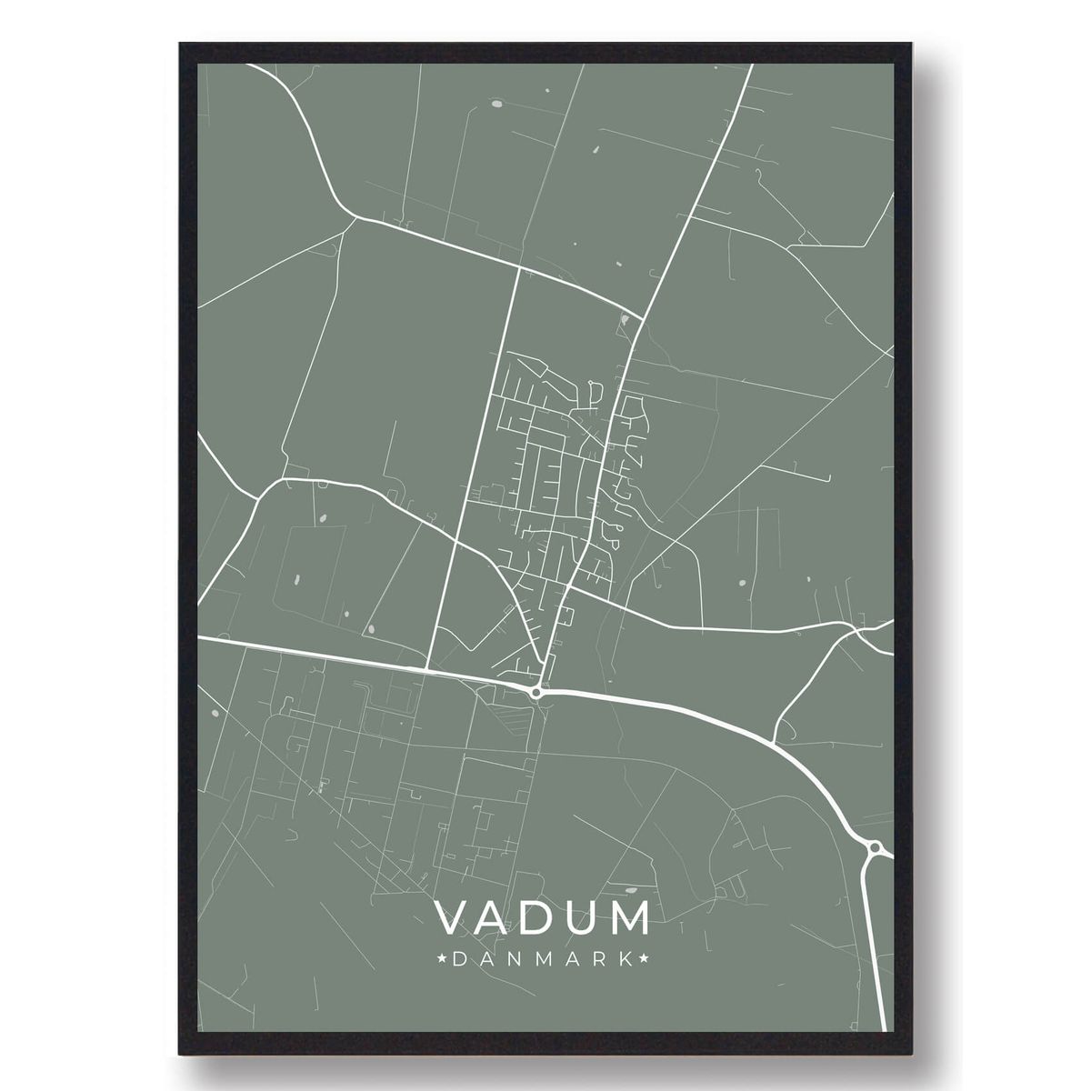 Vadum byplakat - grøn (Størrelse: S - 21x29,7cm (A4))