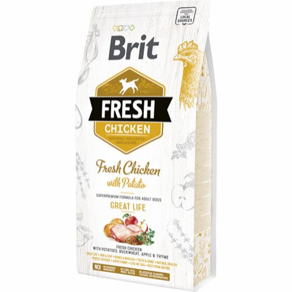 Vafo - Brit fresh adult great life kylling & kartoffel 2,5kg - Hundefoder