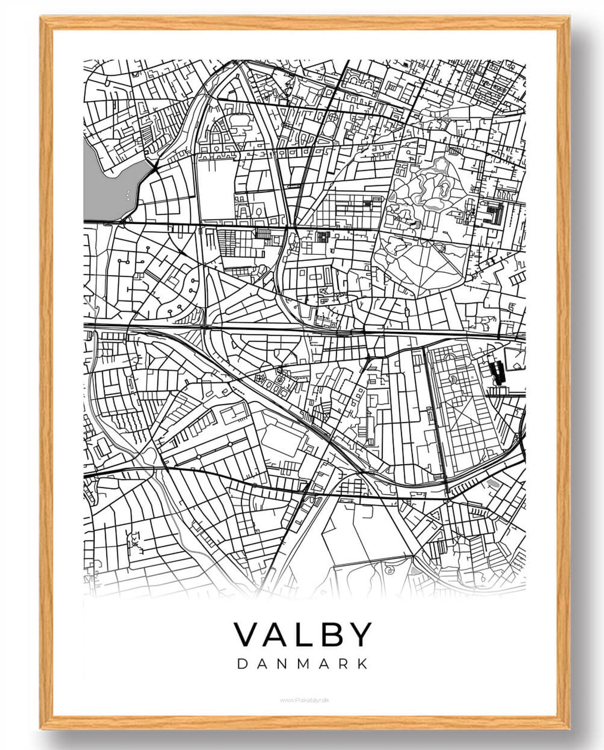 Valby by plakat - hvid (Størrelse: M - 30x40cm)