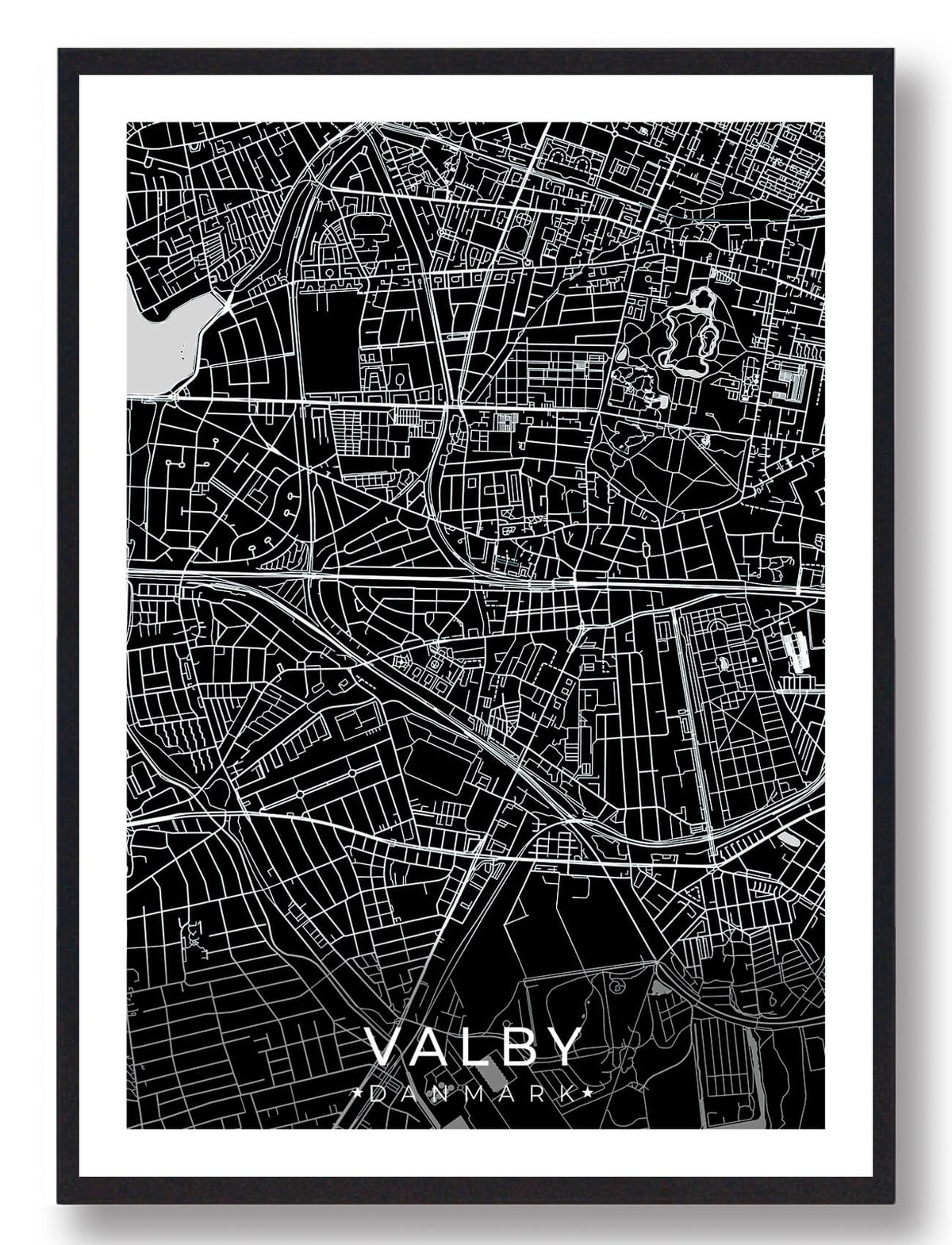 Valby by plakat - sort (Størrelse: L - 50x70cm (B2))