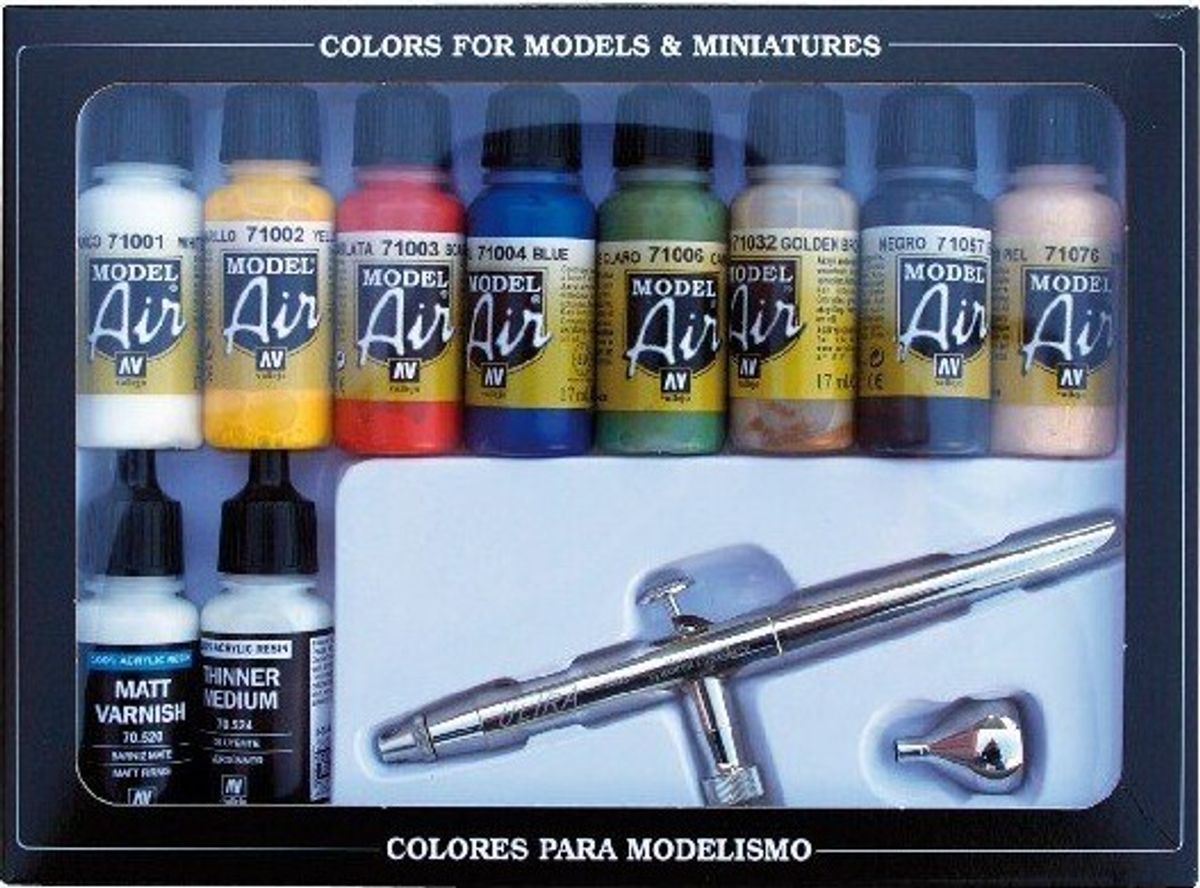 Vallejo - Airbrush Og Model Air Maling Sæt - 10x17 Ml