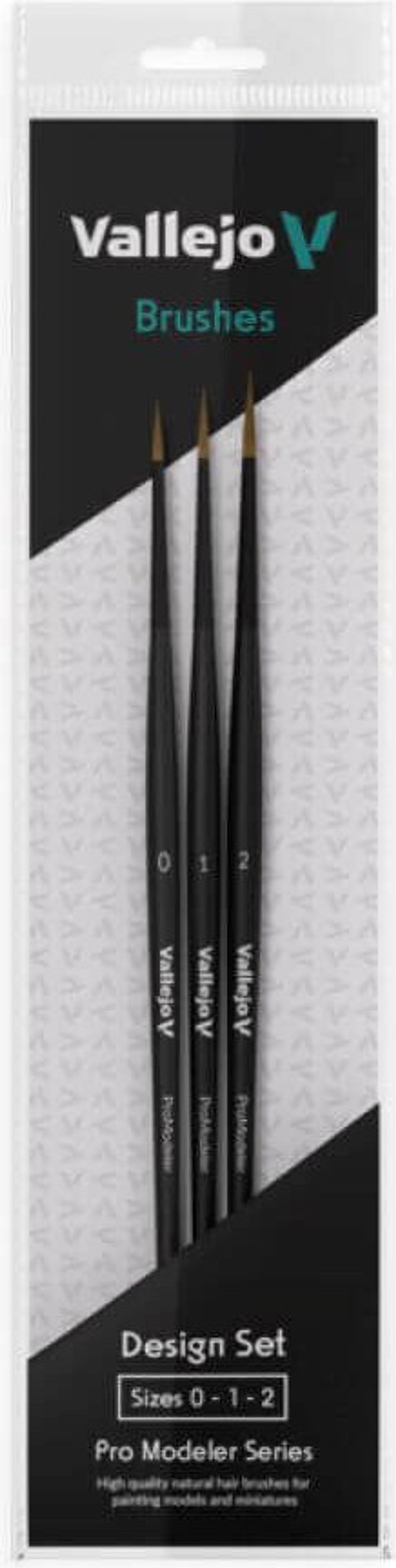 Vallejo - Brush Design Set - Naturligt Hår - 0, 1 & 2