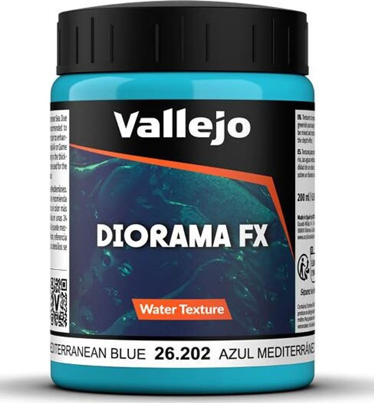 Vallejo - Diorama Fx - Water Texture Akryl Medium - Mediterranean Blue - 200 Ml