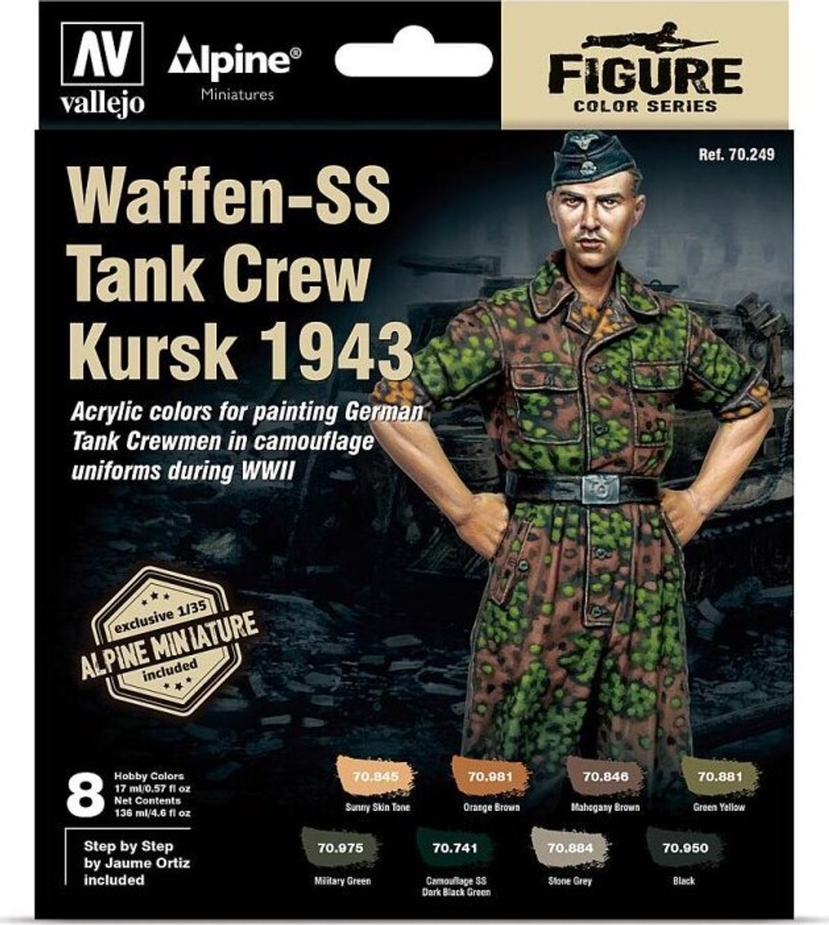 Vallejo - Figur Maling Sæt - Waffen-ss Tank Crew Kursk 1943 - 1:35 - 8x17 Ml