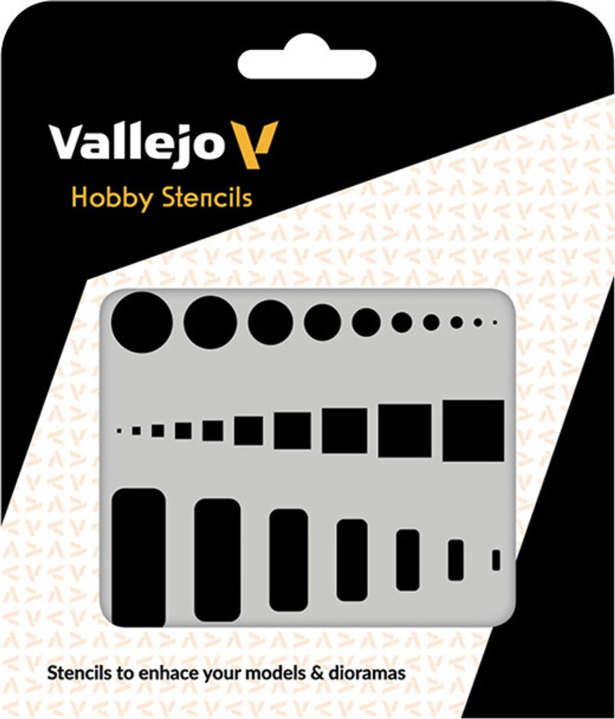 Vallejo - Hobby Stencils - Maleskabelon - Cirkler Og Firkanter