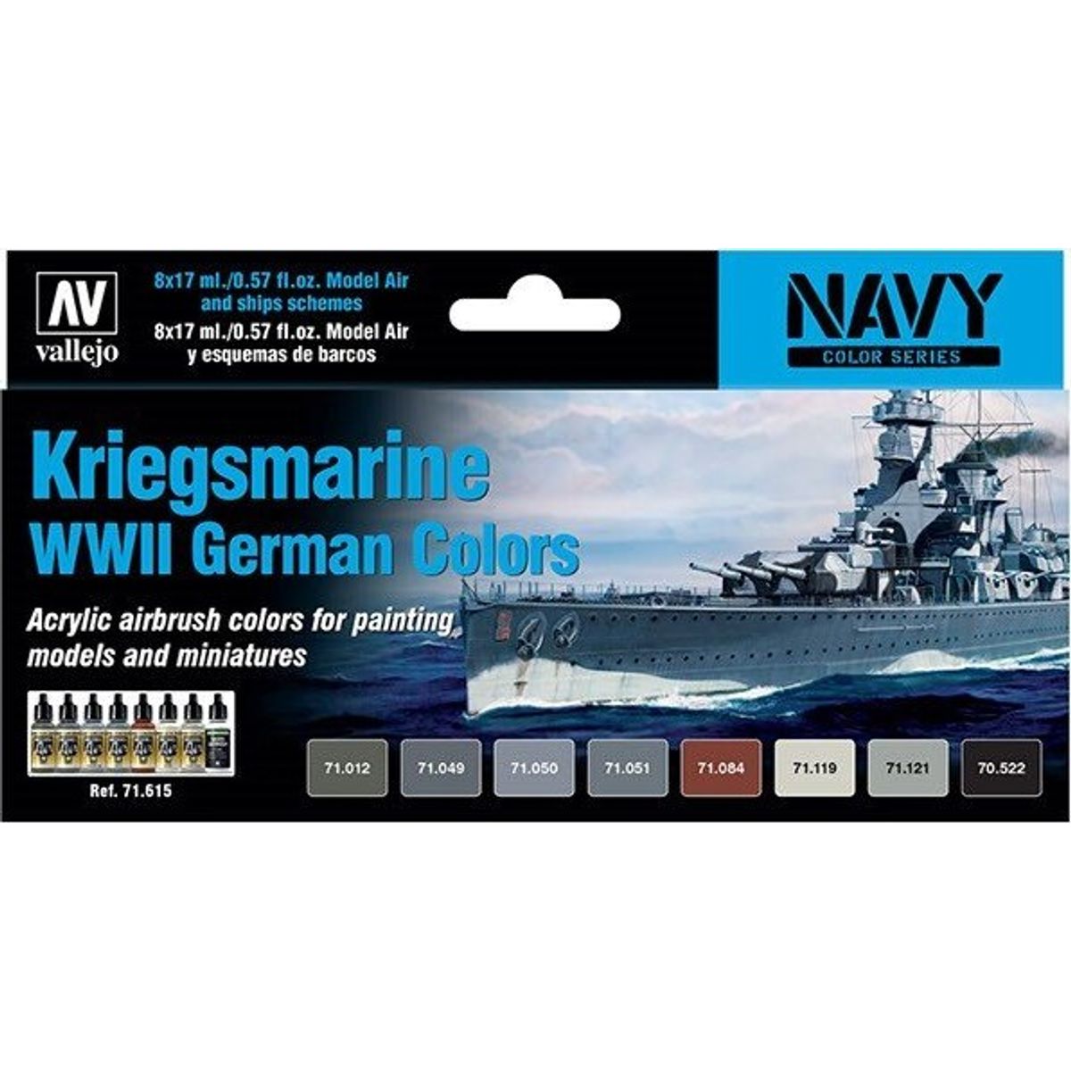 Vallejo - Kriegsmarine Wwii German Maling Sæt - Navy Color Series - 8x17 Ml