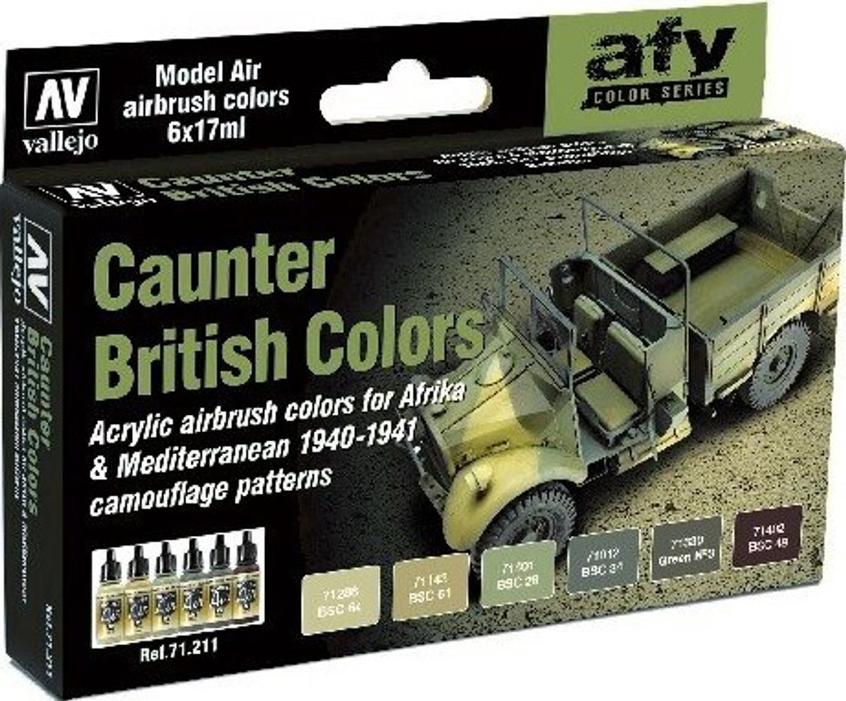 Vallejo - Model Air Maling Sæt - Caunter British Colors - 6x17 Ml