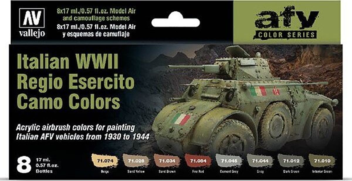 Vallejo - Model Air Maling Sæt - Italian Wwii Camo Colors - 8x17 Ml