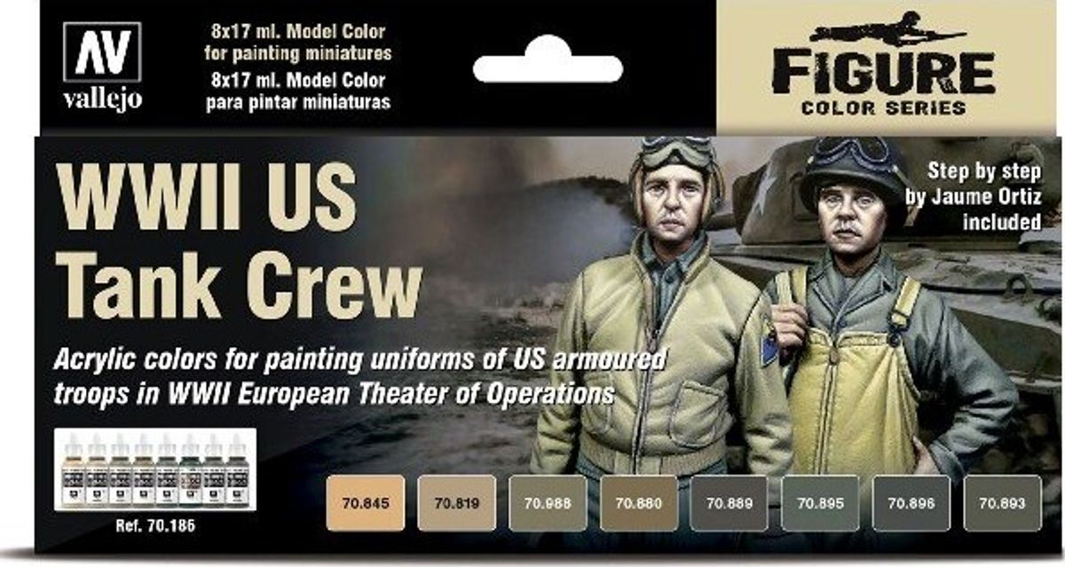 Vallejo - Model Color Maling Sæt - Wwii Us Tank Crew - 8x17 Ml