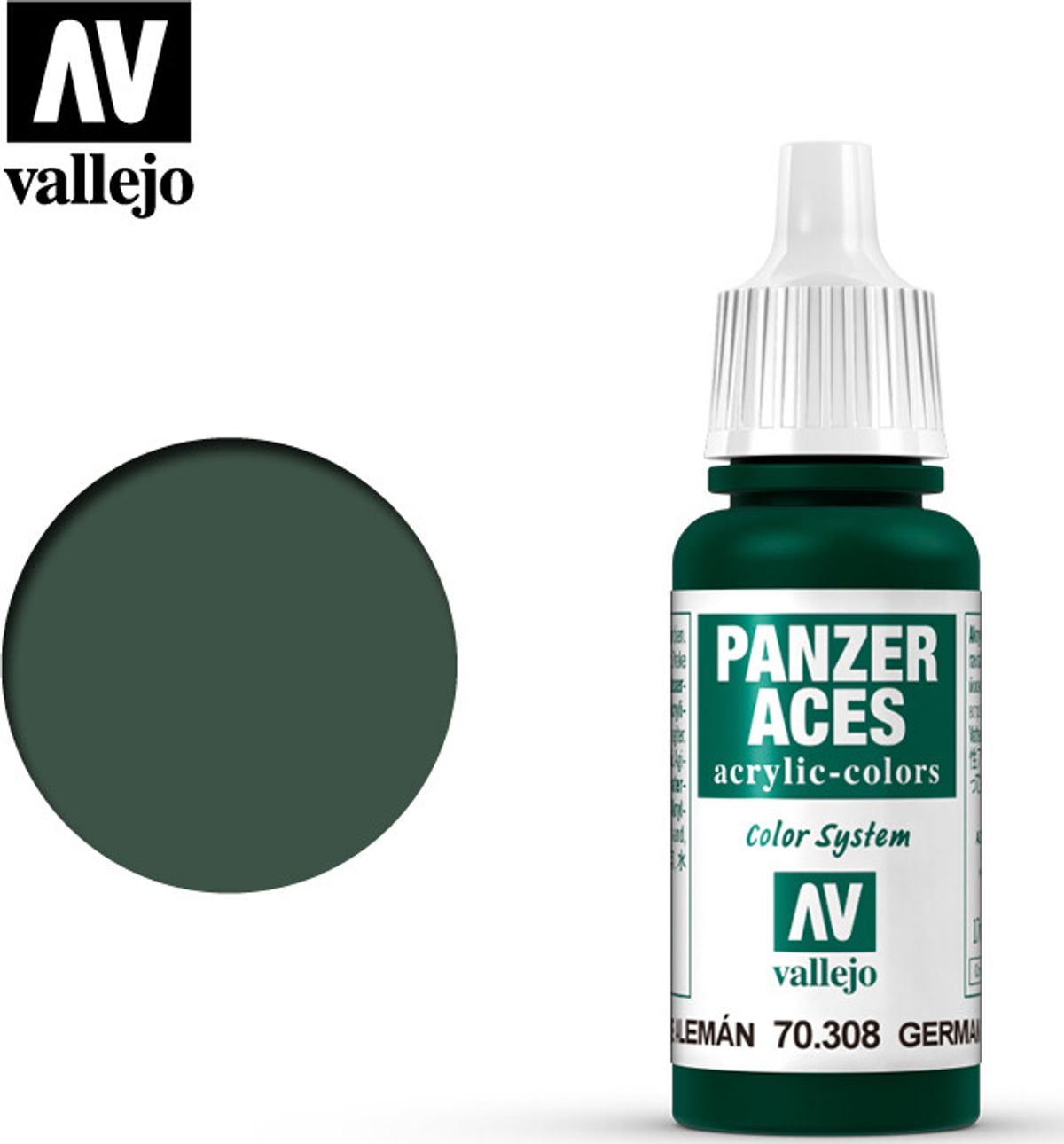 Vallejo - Panzer Aces - Green Tail Light Mat - 17 Ml - 70308