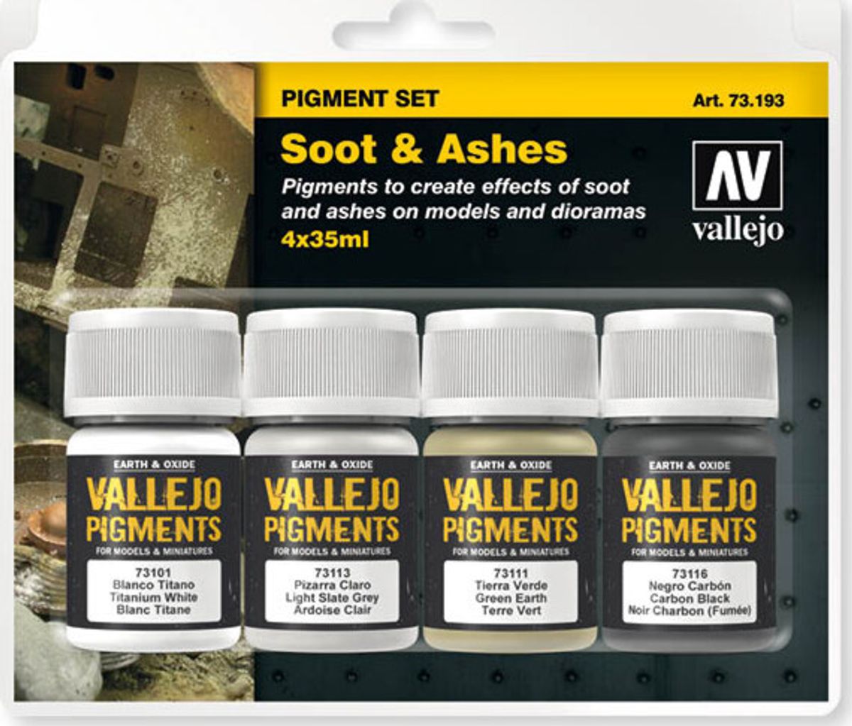 Vallejo - Pigments Sæt - Soot & Ashes - 4x35 Ml