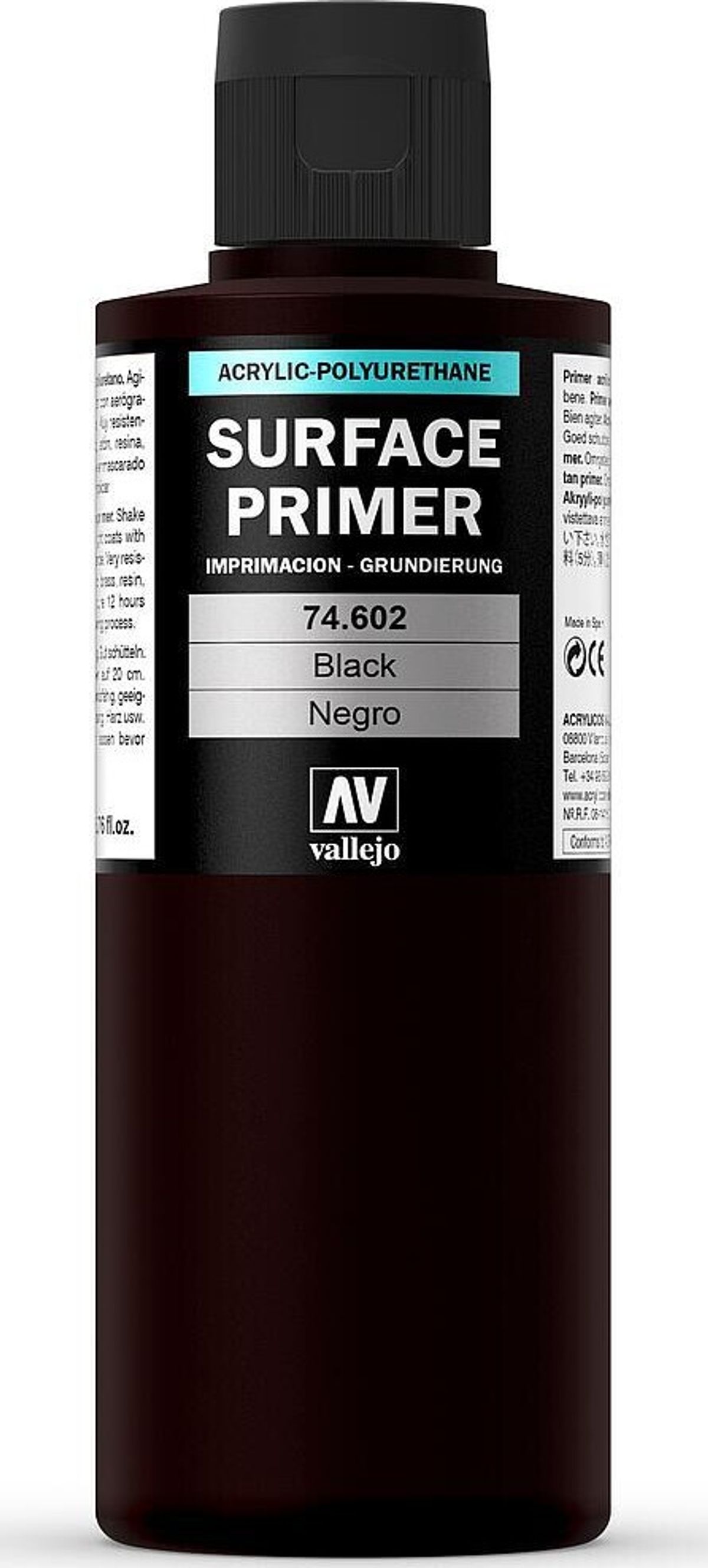 Vallejo - Surface Primer - Sort 200 Ml