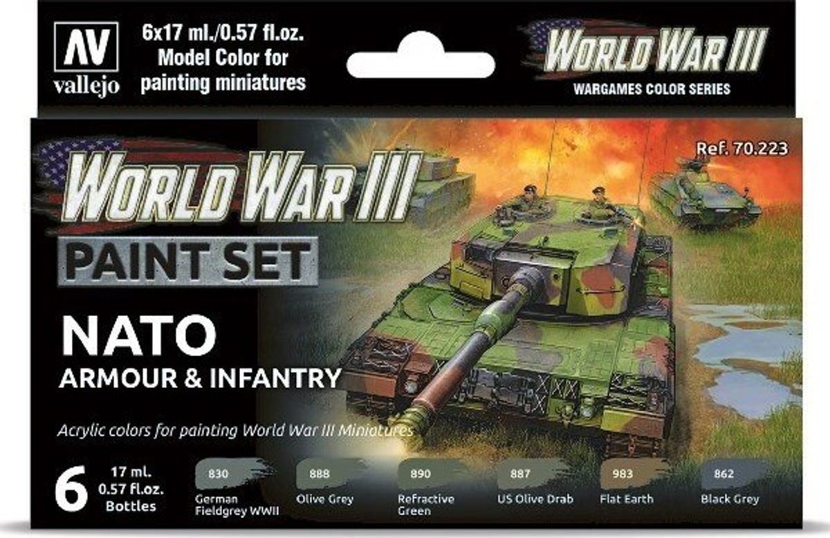 Vallejo - Wwiii Paint Set - Nato Armour & Infantry - 6x17 Ml - 70223