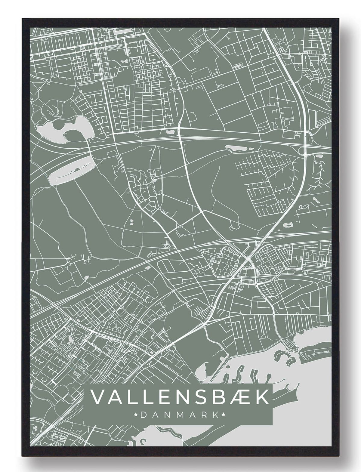 Vallensbæk plakat - grøn (Størrelse: L - 50x70cm (B2))