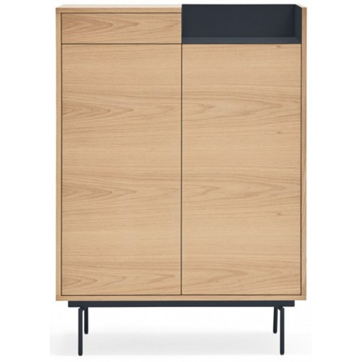 Valley highboard i metal og mdf finér H130 cm - Mørkeblå/Eg