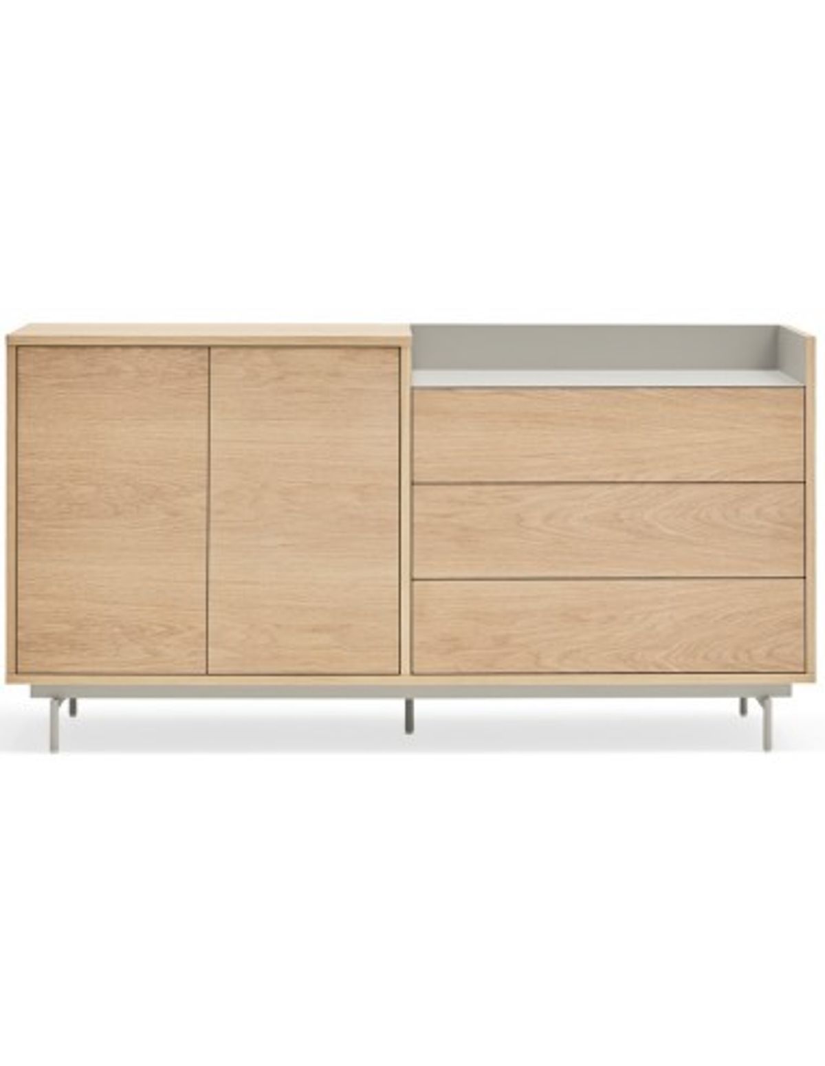 Valley sideboard i metal og mdf finér B150 cm - Lysegrå/Eg