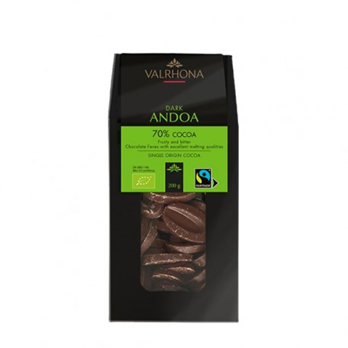 Valrhona Feves Andoa Noir 70 % 200 g .