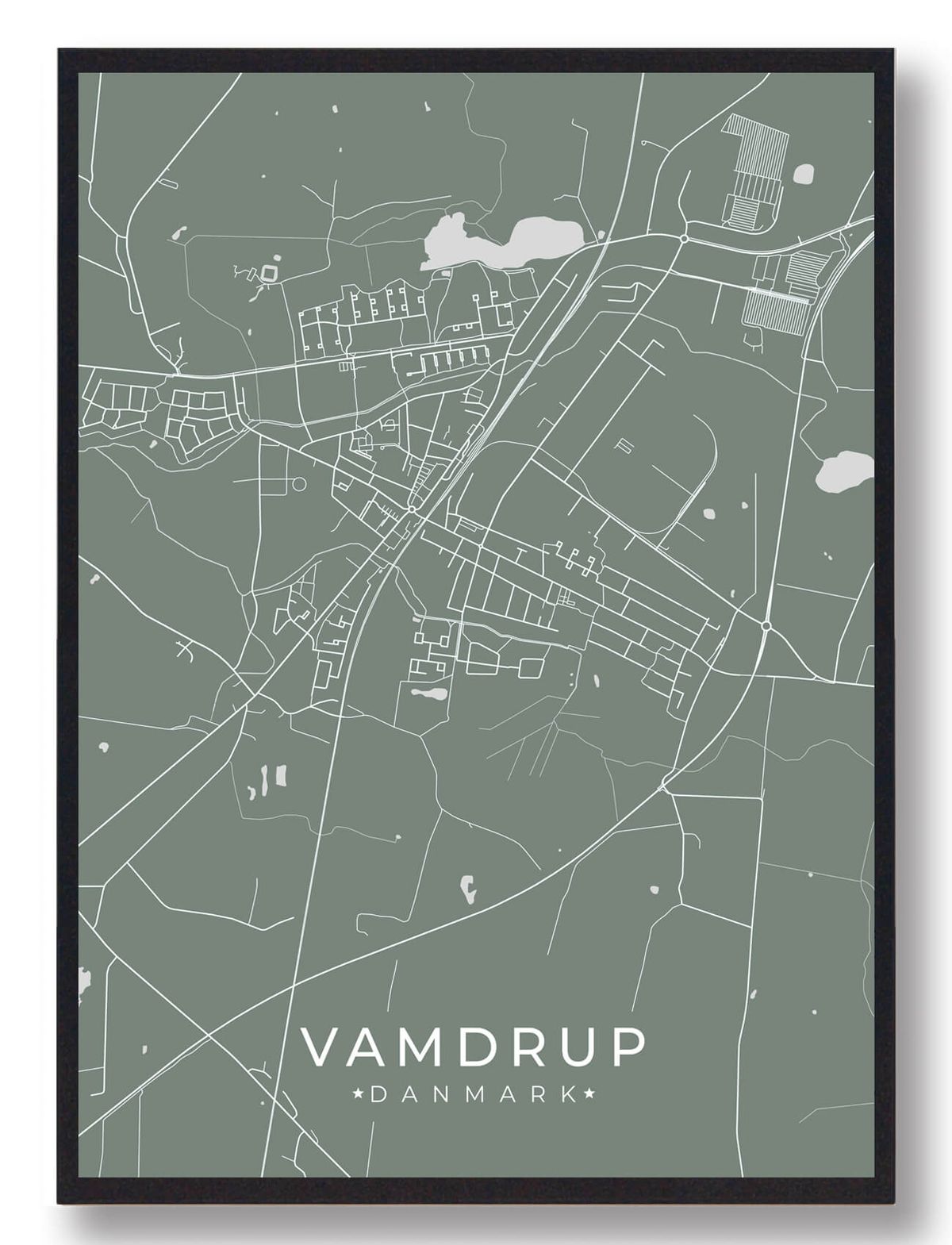 Vamdrup plakat - grøn (Størrelse: L - 50x70cm (B2))