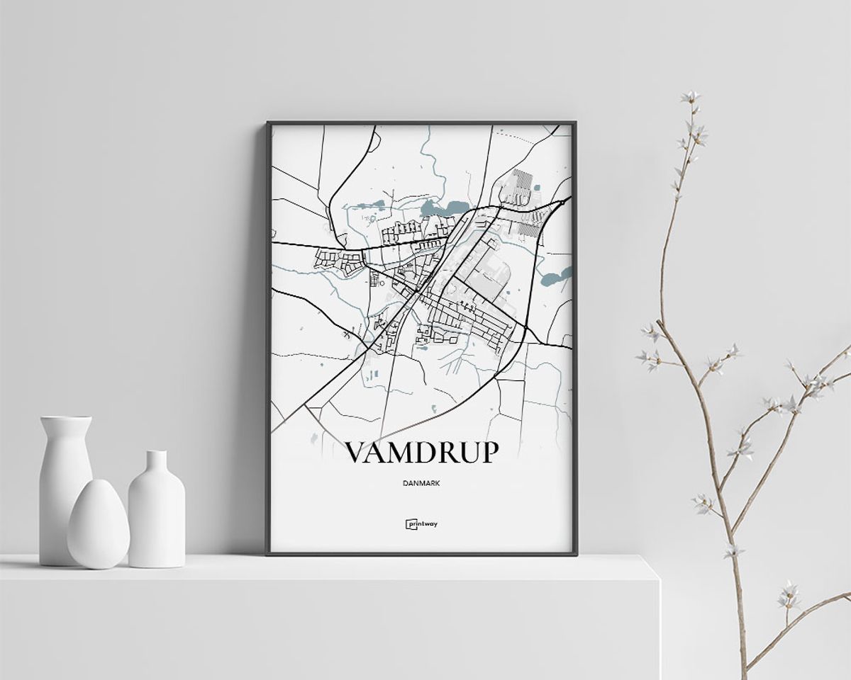 Vamdrup Plakaten Fuldt kort Hvid 60×84 cm (A1)