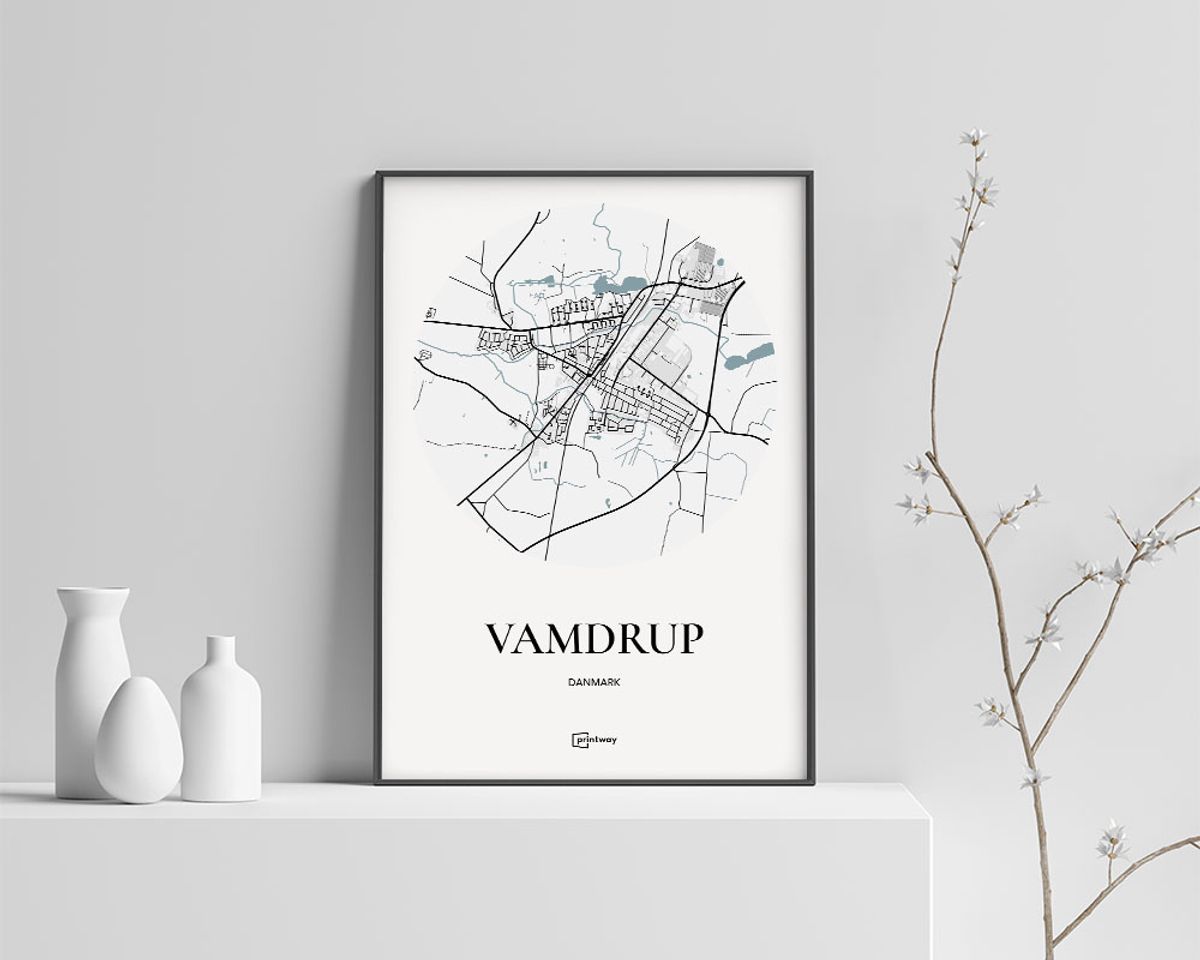 Vamdrup Plakaten Rundt kort Hvid 50×70 cm (B2)