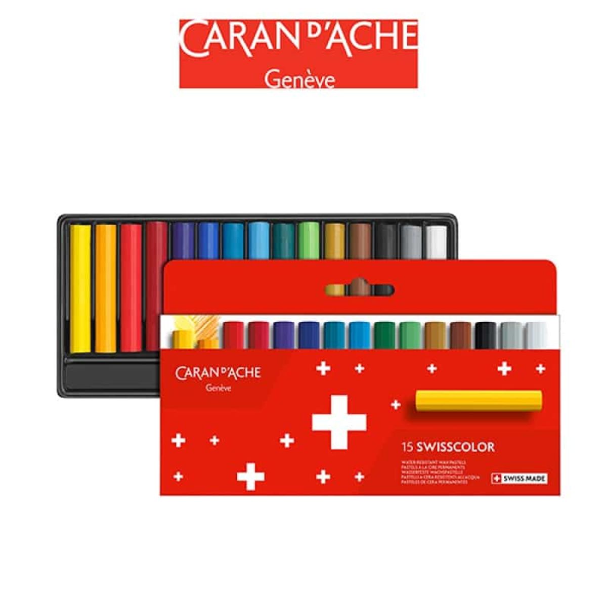 Vandafvisende vokspasteller Caran d'Ache Swisscolor.