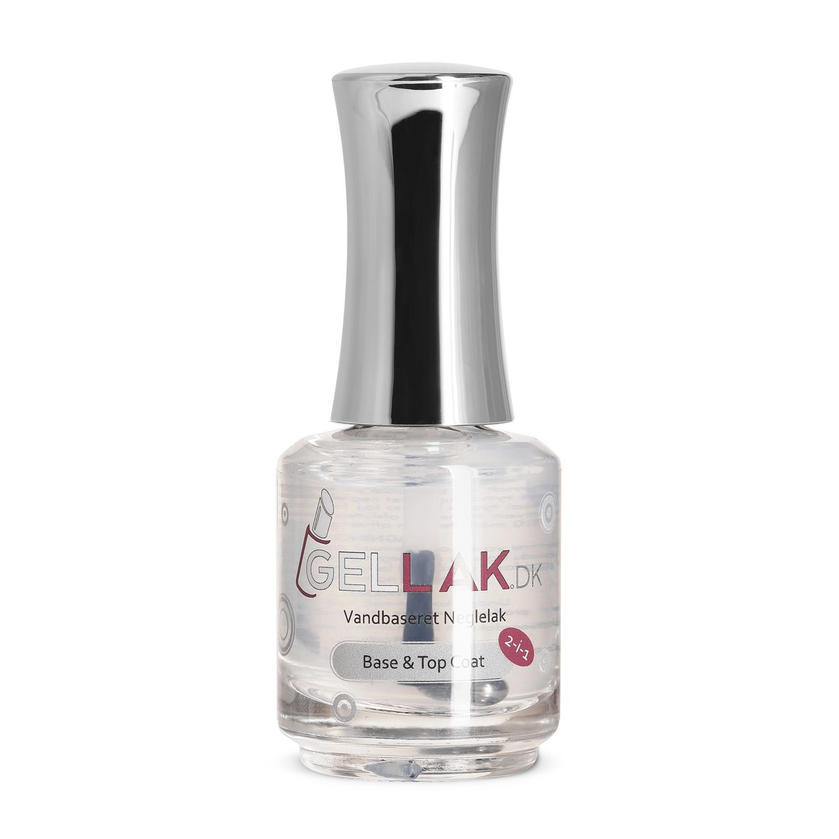 Vandbaseret Neglelak | 15 ml | Base- og Top Coat 2-i-1 | Gellak.dk