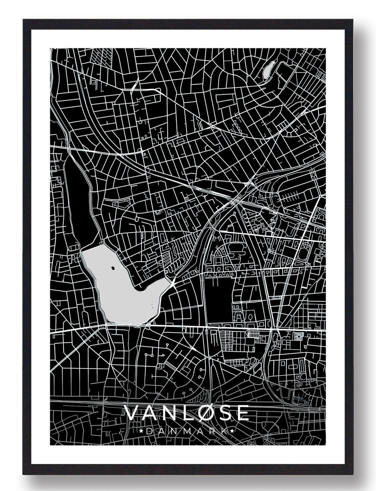 Vanløse by plakat - sort (Størrelse: L - 50x70cm (B2))